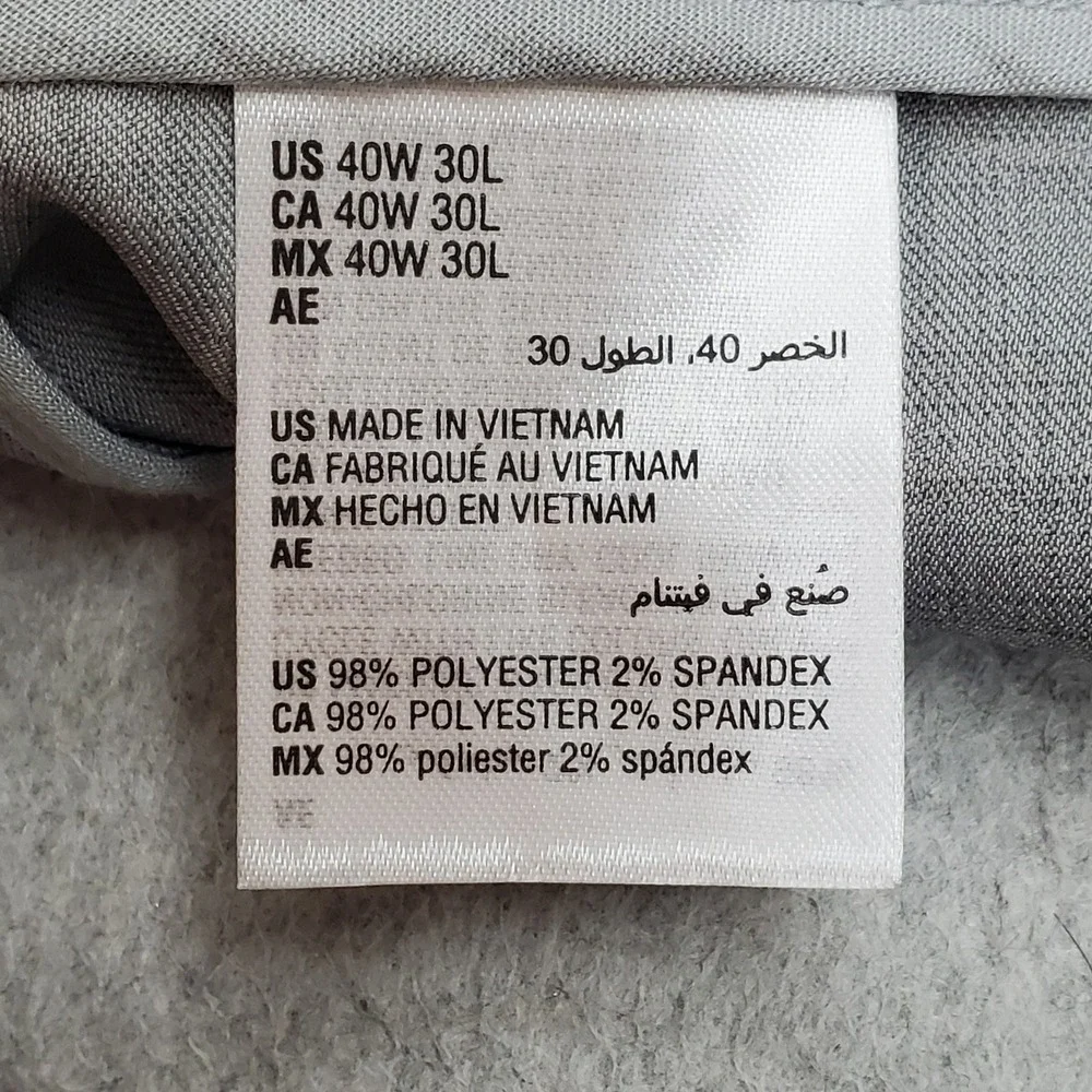 Alfani Men Pants 40W 30L Grey Dress Pants ALFATECH Zipper Button Relaxed 30